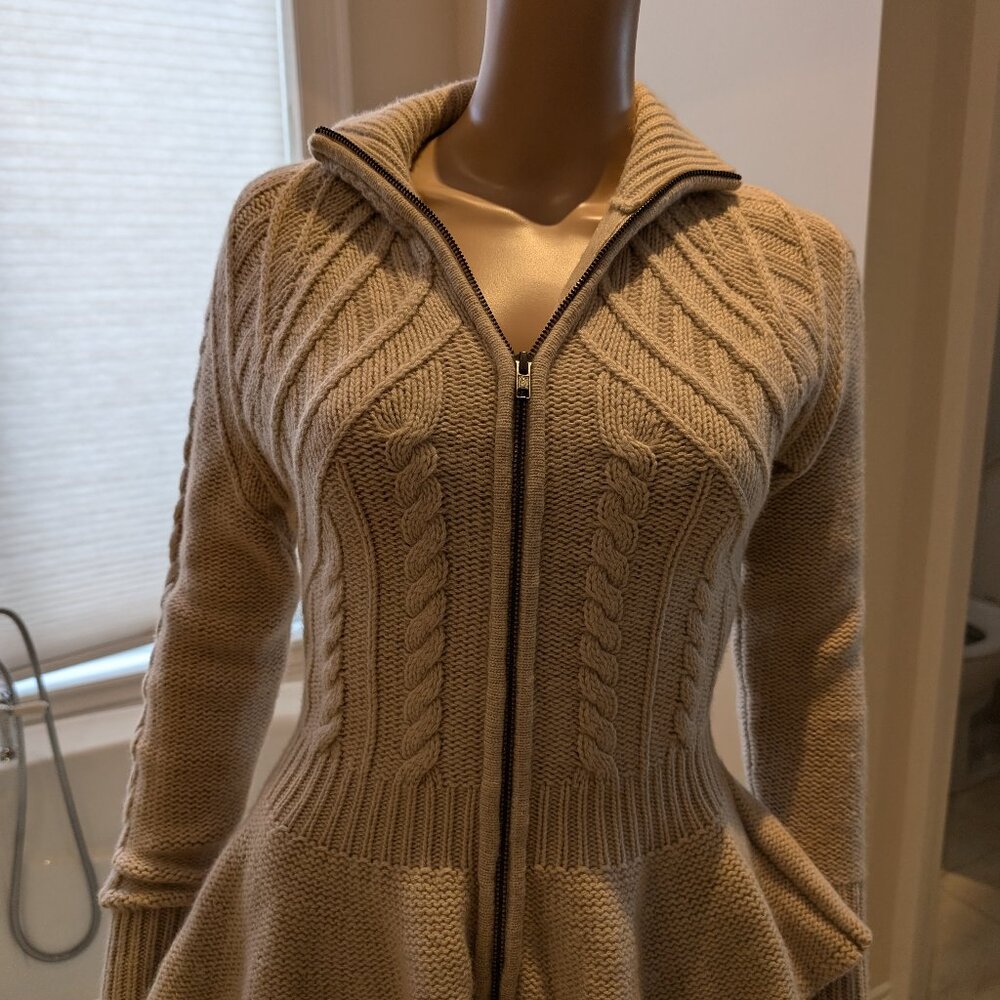 Autumn Cashmere Cable Knit Peplum Zip up Sweater Size Small